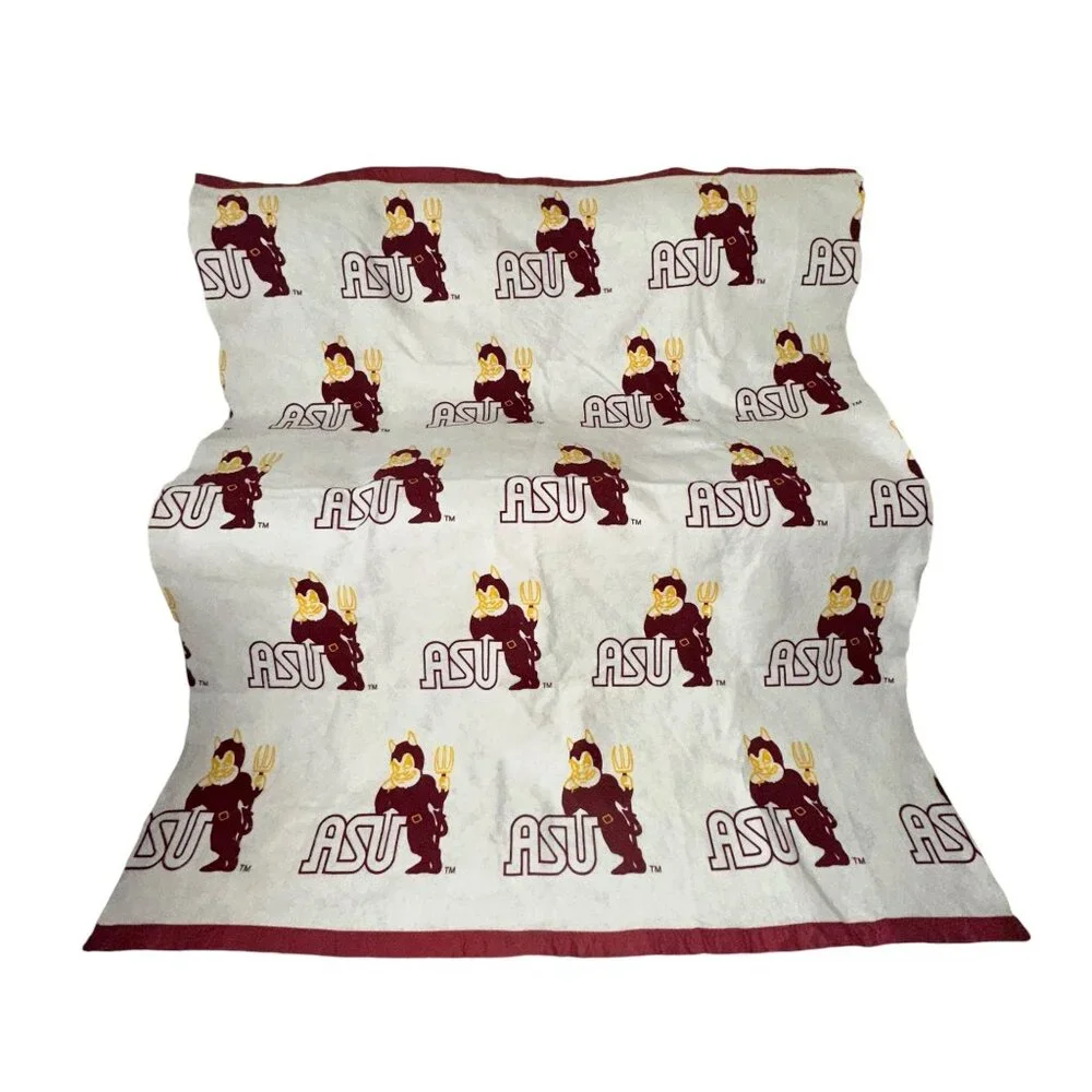 Rare Vintage Arizona State University Sun Devils Acrylic Throw Blanket 87 X 72